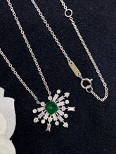 Load image into Gallery viewer, LUOWEND 18K White Gold Real Natural Emerald Gemstone Necklace for Women