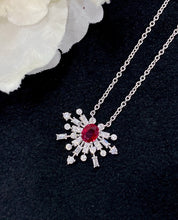 Load image into Gallery viewer, LUOWEND 18K White Gold Real Natural Ruby Gemstone Necklace for Women