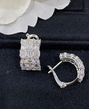 Load image into Gallery viewer, LUOWEND 18K White Gold Real Natural Diamond Hoop Earrings for Women