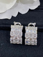 Load image into Gallery viewer, LUOWEND 18K White Gold Real Natural Diamond Hoop Earrings for Women