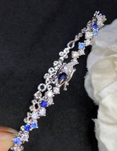 Load image into Gallery viewer, LUOWEND 18K White Gold Real Natural Sapphire Gemstone Bracelet for Women