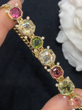 Load image into Gallery viewer, LUOWEND 18K Yellow Gold Real Natural Tourmaline Gemstone Bracelet for Women