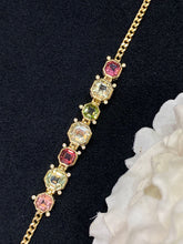 Load image into Gallery viewer, LUOWEND 18K Yellow Gold Real Natural Tourmaline Gemstone Bracelet for Women
