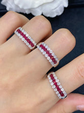 Load image into Gallery viewer, LUOWEND 18K White Gold Real Natural Ruby and Diamond Gemstone Ring for Women