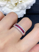 Load image into Gallery viewer, LUOWEND 18K White Gold Real Natural Ruby and Diamond Gemstone Ring for Women