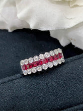 Load image into Gallery viewer, LUOWEND 18K White Gold Real Natural Ruby and Diamond Gemstone Ring for Women