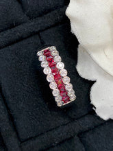 Load image into Gallery viewer, LUOWEND 18K White Gold Real Natural Ruby and Diamond Gemstone Ring for Women