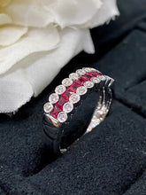 Load image into Gallery viewer, LUOWEND 18K White Gold Real Natural Ruby and Diamond Gemstone Ring for Women