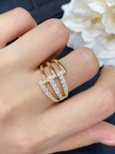 Load image into Gallery viewer, LUOWEND 18K White or Yellow Gold Real Natural Diamond Ring for Women