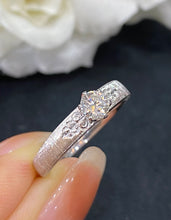 Load image into Gallery viewer, LUOWEND 18K White Gold Real Natural Diamond Ring for Women