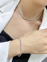 Load image into Gallery viewer, LUOWEND 18K White Gold Real Natural Diamond Tennis Necklace for Women