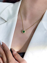 Load image into Gallery viewer, LUOWEND 18K Yellow Gold Real Natural Emerald Gemstone Necklace for Women