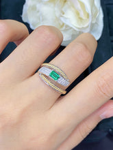 Load image into Gallery viewer, LUOWEND 18K White Gold Real Natural Emerald Gemstone Ring for Women