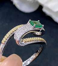Load image into Gallery viewer, LUOWEND 18K White Gold Real Natural Emerald Gemstone Ring for Women