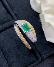 Load image into Gallery viewer, LUOWEND 18K White Gold Real Natural Emerald Gemstone Ring for Women
