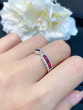 Load image into Gallery viewer, LUOWEND 18K White Gold Real Natural Ruby Gemstone Ring for Women