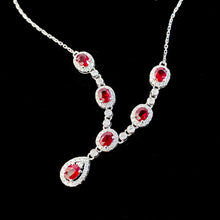 Load image into Gallery viewer, LUOWEND 18K White Gold Real Natural Ruby and Diamond Gemstone Necklace for Women