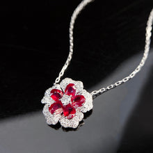 Load image into Gallery viewer, LUOWEND 18K White Gold Real Natural Ruby and Diamond Gemstone Necklace for Women