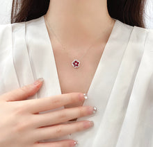 Load image into Gallery viewer, LUOWEND 18K White Gold Real Natural Ruby and Diamond Gemstone Necklace for Women