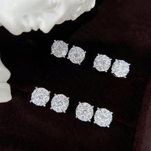 Load image into Gallery viewer, LUOWEND 18K White Gold Real Natural Diamond Stud Earrings for Women