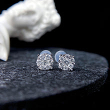 Load image into Gallery viewer, LUOWEND 18K White Gold Real Natural Diamond Stud Earrings for Women