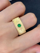 Load image into Gallery viewer, LUOWEND 18K Yellow Gold Real Natural Emerald Gemstone Ring for Women