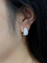 Load image into Gallery viewer, LUOWEND 18K White Gold Real Natural Diamond Hoop Earrings for Women