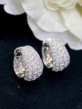 Load image into Gallery viewer, LUOWEND 18K White Gold Real Natural Diamond Hoop Earrings for Women