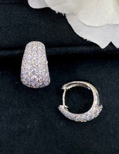 Load image into Gallery viewer, LUOWEND 18K White Gold Real Natural Diamond Hoop Earrings for Women