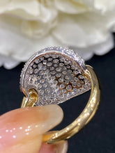 Load image into Gallery viewer, LUOWEND 18K White and Yellow Gold Real Natural Diamond Ring for Women