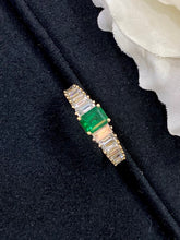 Load image into Gallery viewer, LUOWEND 18K Yellow Gold Real Natural Emerald Gemstone Ring for Women