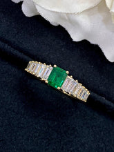 Load image into Gallery viewer, LUOWEND 18K Yellow Gold Real Natural Emerald Gemstone Ring for Women