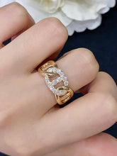 Load image into Gallery viewer, LUOWEND 18K Yellow Gold Real Natural Diamond Ring for Women
