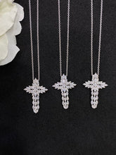 Load image into Gallery viewer, LUOWEND 18K White Gold Real Natural Diamond Cross Pendant Necklace for Women