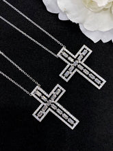 Load image into Gallery viewer, LUOWEND 18K White Gold Real Natural Diamond Cross Pendant Necklace for Women