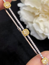 Load image into Gallery viewer, LUOWEND 18K White and Yellow Gold Real Natural Yellow Diamond Bracelet for Women