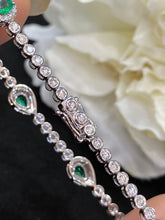 Load image into Gallery viewer, LUOWEND 18K White Gold Real Natural Emerald Gemstone Bracelet for Women