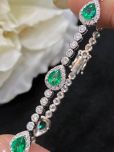 Load image into Gallery viewer, LUOWEND 18K White Gold Real Natural Emerald Gemstone Bracelet for Women