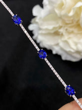 Load image into Gallery viewer, LUOWEND 18K White Gold Real Natural Sapphire Gemstone Bracelet for Women