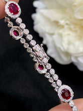 Load image into Gallery viewer, LUOWEND 18K White Gold Real Natural Ruby Gemstone Bracelet for Women