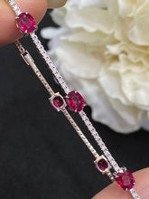 Load image into Gallery viewer, LUOWEND 18K White Gold Real Natural Ruby Gemstone Bracelet for Women