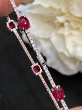 Load image into Gallery viewer, LUOWEND 18K White Gold Real Natural Ruby Gemstone Bracelet for Women