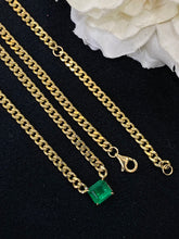 Load image into Gallery viewer, LUOWEND 18K Yellow Gold Real Natural Emerald Gemstone Necklace for Women
