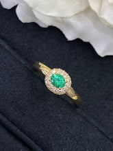 Load image into Gallery viewer, LUOWEND 18K Yellow Gold Real Natural Emerald Gemstone Ring for Women