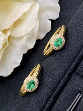 Load image into Gallery viewer, LUOWEND 18K Yellow Gold Real Natural Emerald Gemstone Ring for Women
