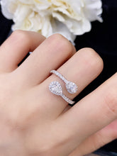Load image into Gallery viewer, LUOWEND 18K White Gold Real Natural Diamond Ring for Women