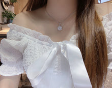 Load image into Gallery viewer, LUOWEND 18K White Gold Real Natural Diamond Pendant Necklace for Women