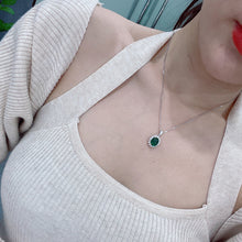 Load image into Gallery viewer, LUOWEND 18K White and Yellow Gold Real Natural Emerald Gemstone Necklace for Women
