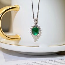 Load image into Gallery viewer, LUOWEND 18K White and Yellow Gold Real Natural Emerald Gemstone Necklace for Women