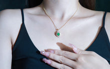 Load image into Gallery viewer, LUOWEND 18K Yellow Gold Real Natural Emerald Gemstone Necklace for Women
